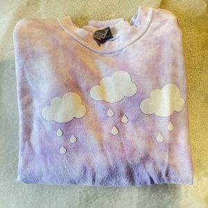 Purple tie dye crewneck with rain clouds only worn once